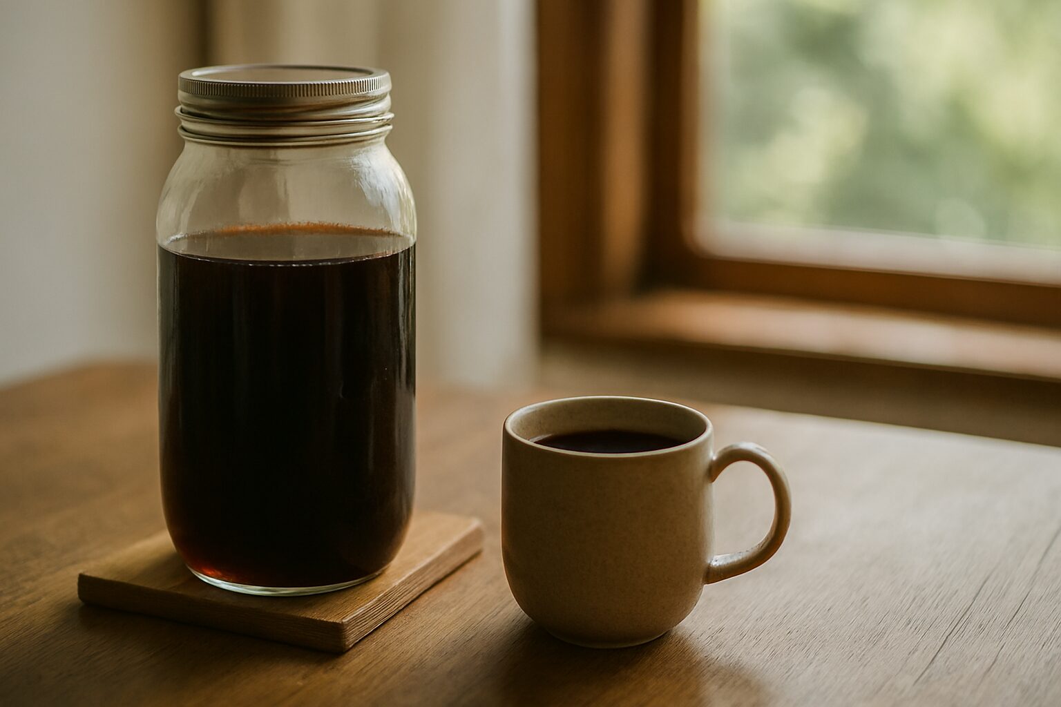 コーヒー作り置き用ピッチャーとマグカップ