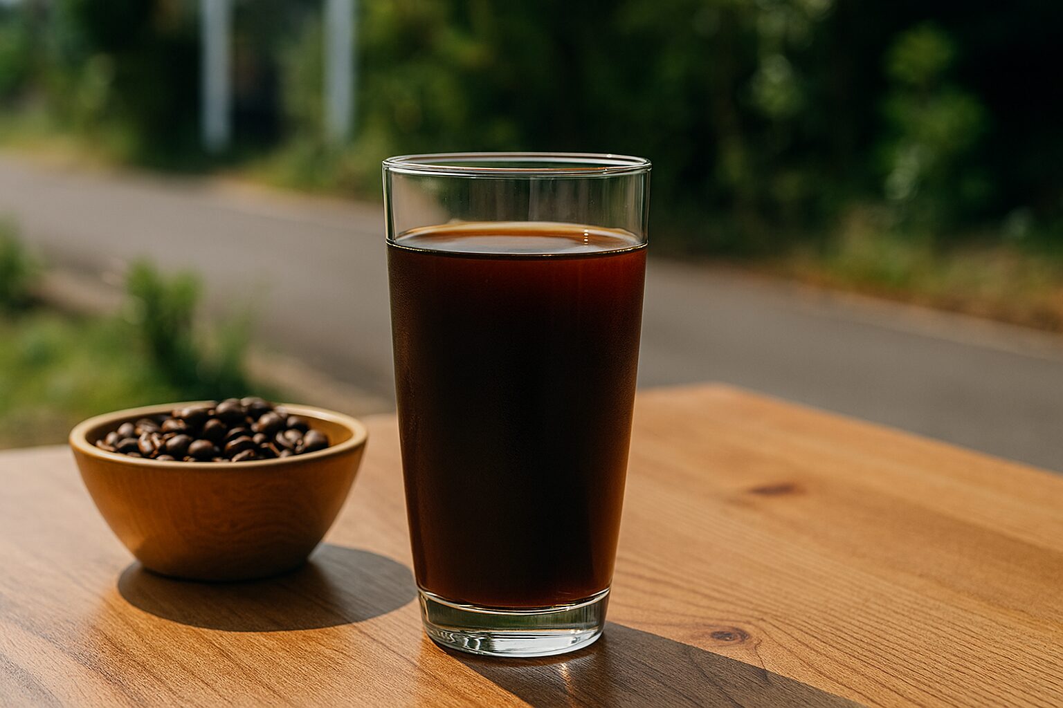 アイスコーヒーとコーヒー豆