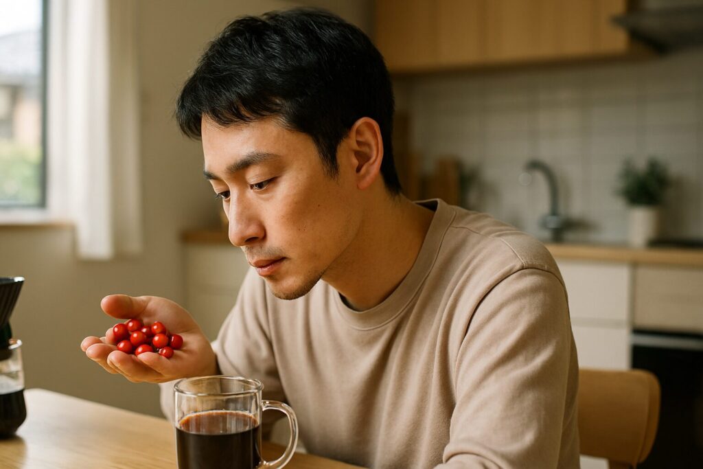 コーヒーチェリーの味と香りを解説する果実の断面