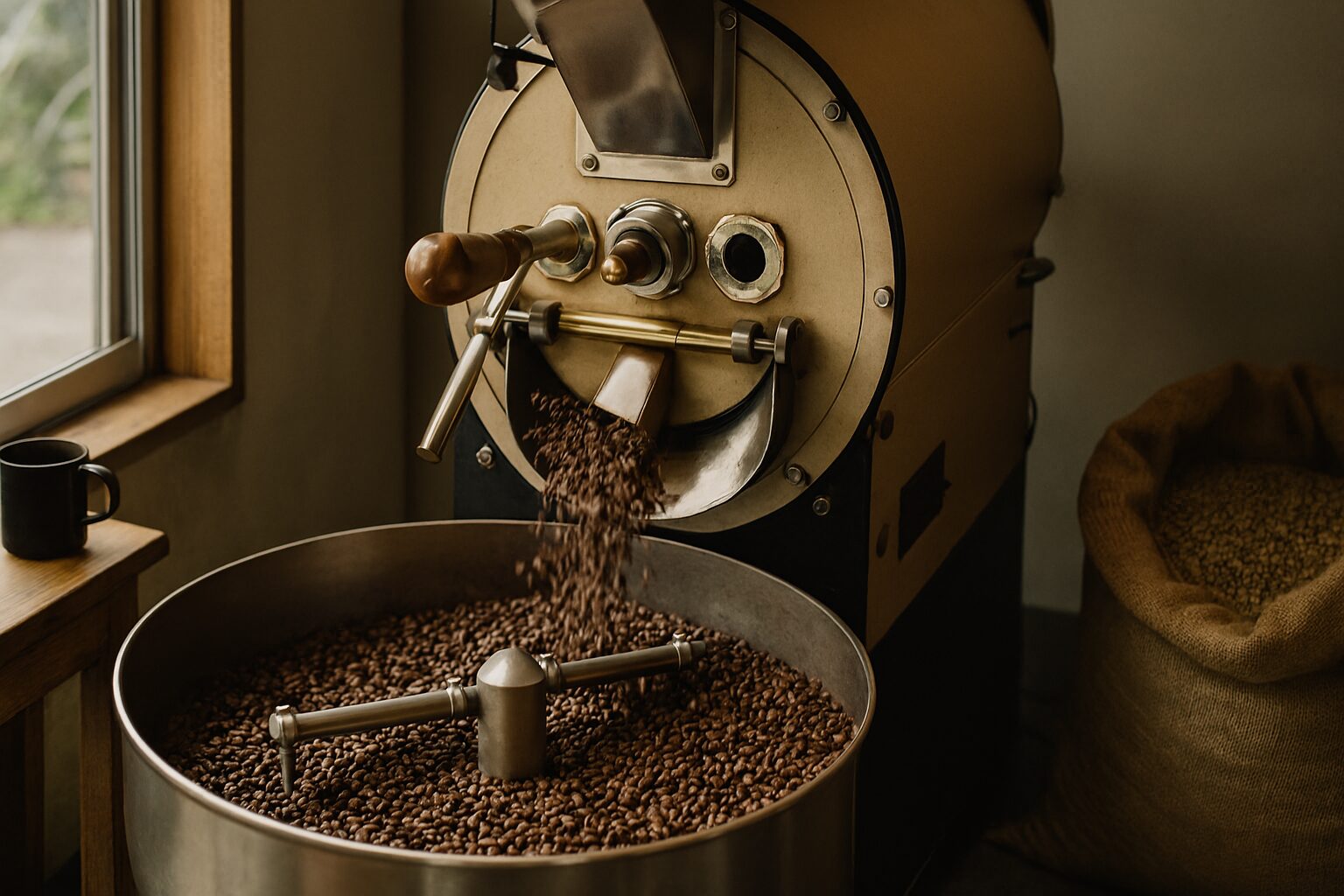 珈琲焙煎士資格に関わる焙煎風景