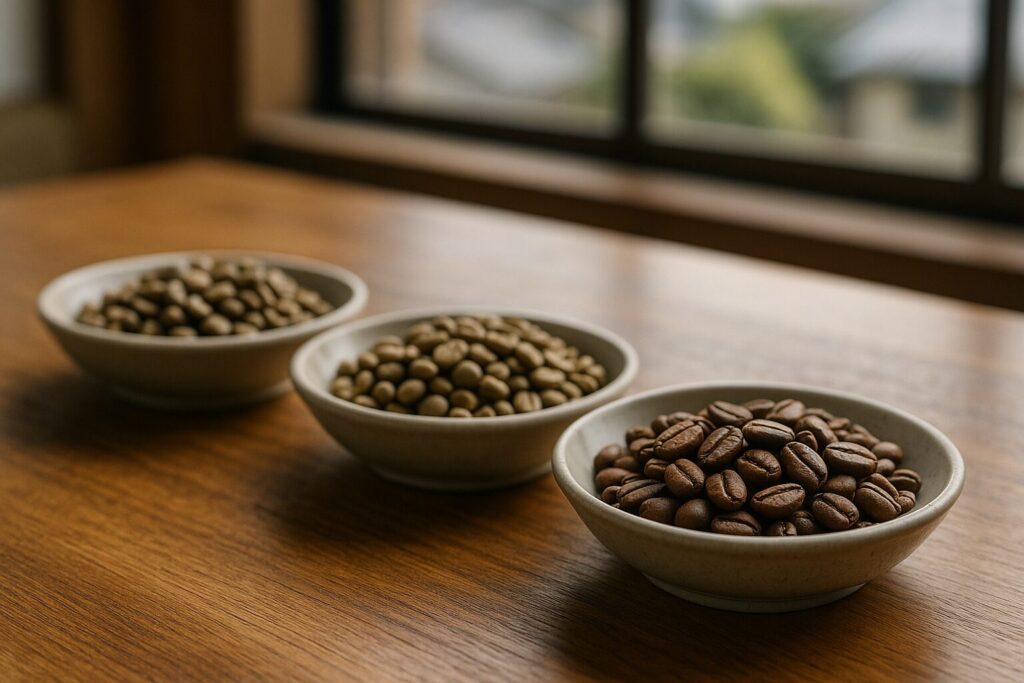 コーヒー豆グレードを選ぶ日本人女性