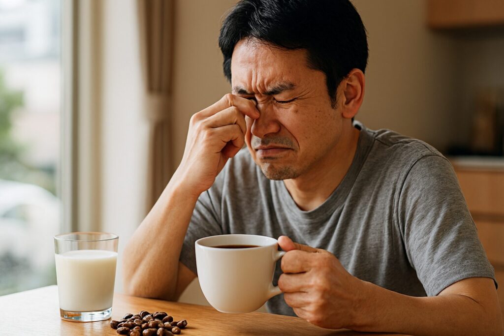 日本人男性が扱うコーヒーミルク