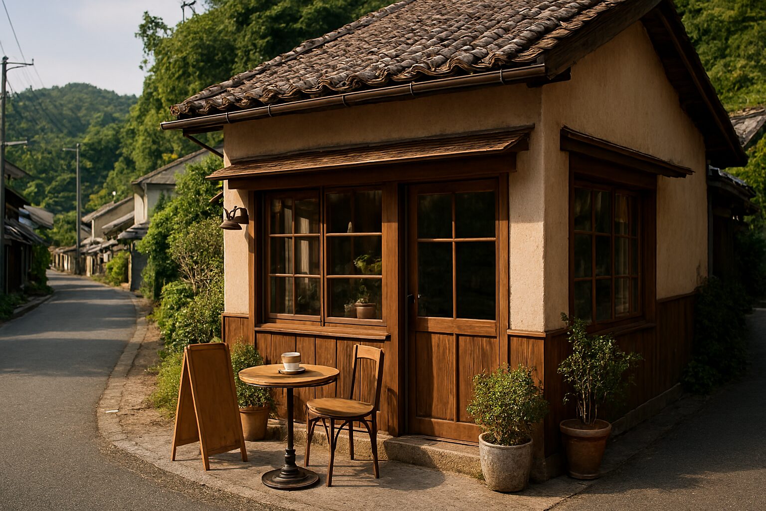 甘い考えの人が村にカフェを開く風景