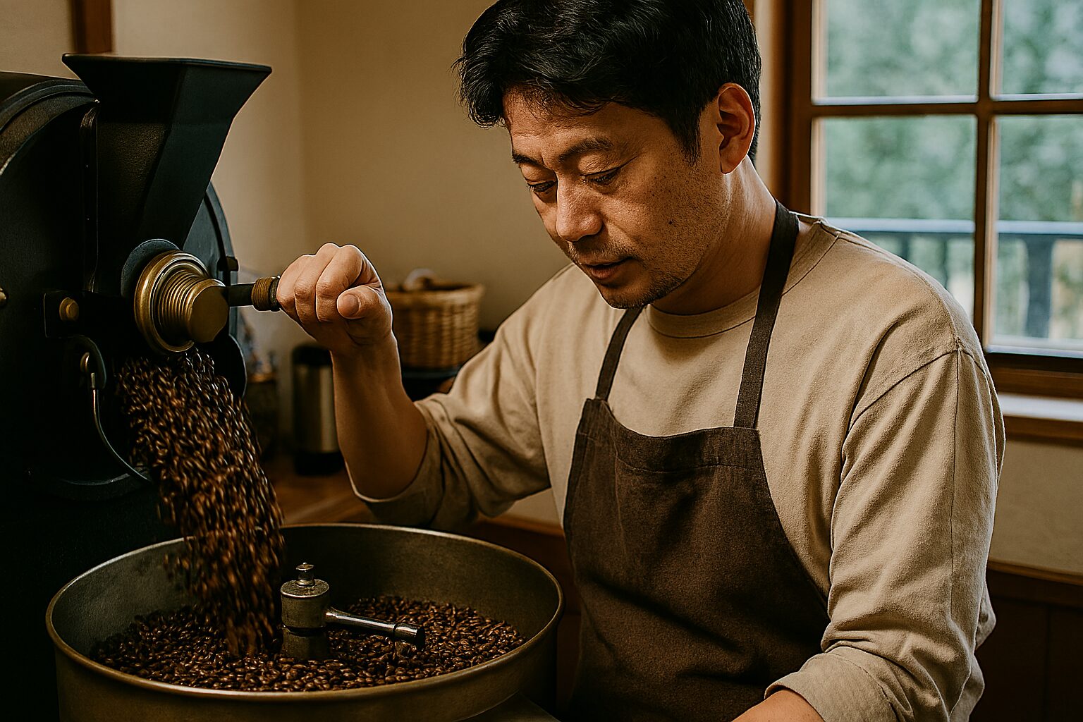 コーヒー豆焙煎は儲かる作業風景