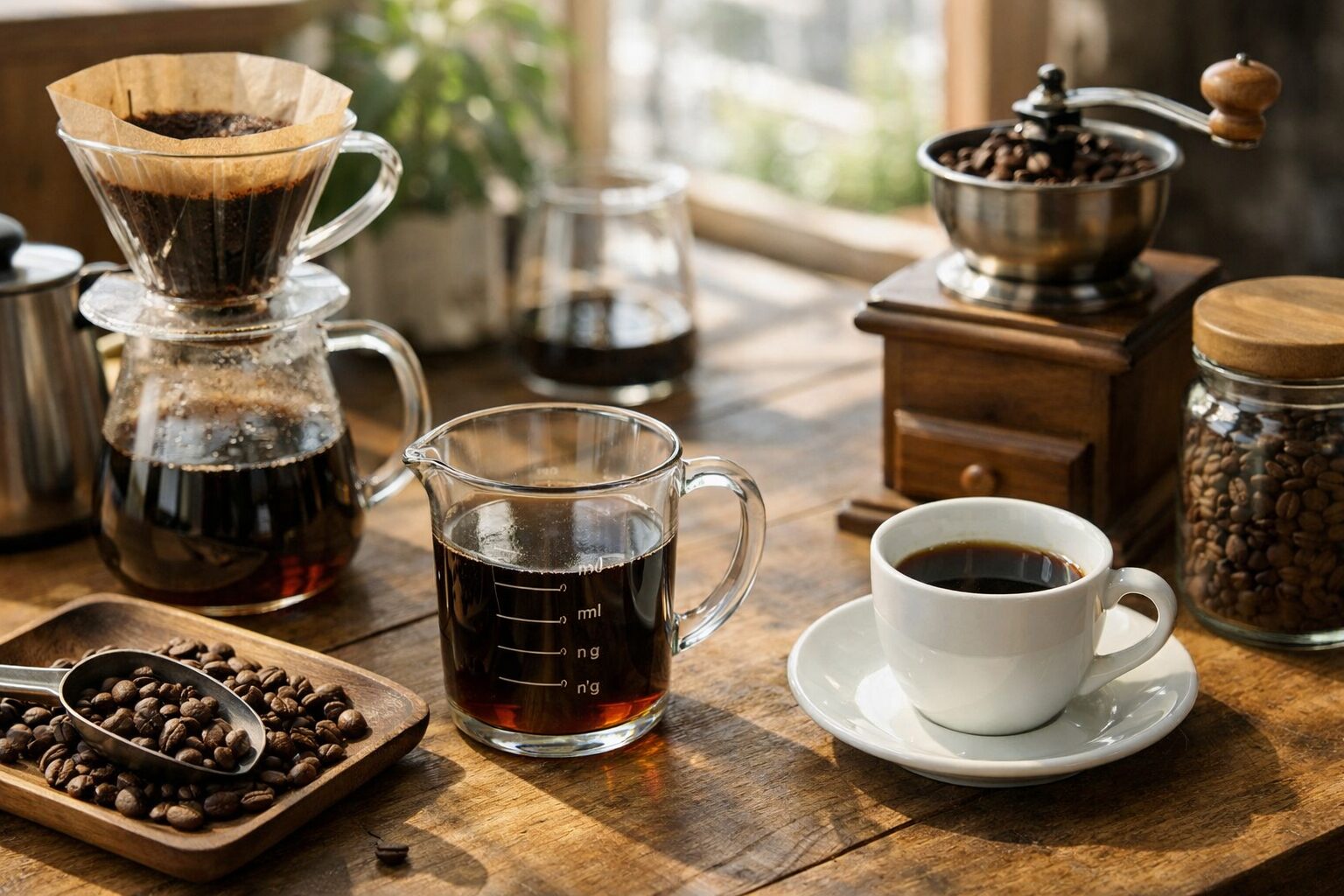 コーヒーのg/ml目安を示す表