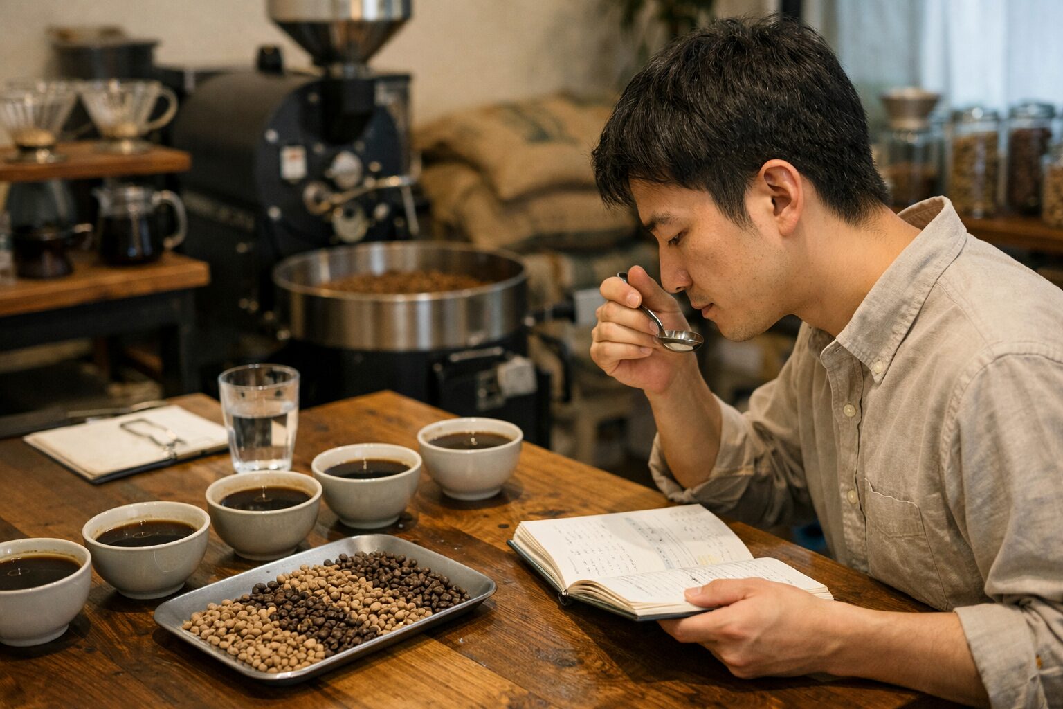 勉強する日本人男性と勉強時間