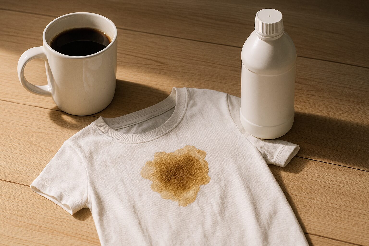 衣類についたコーヒー染みをハイターで落とす工程