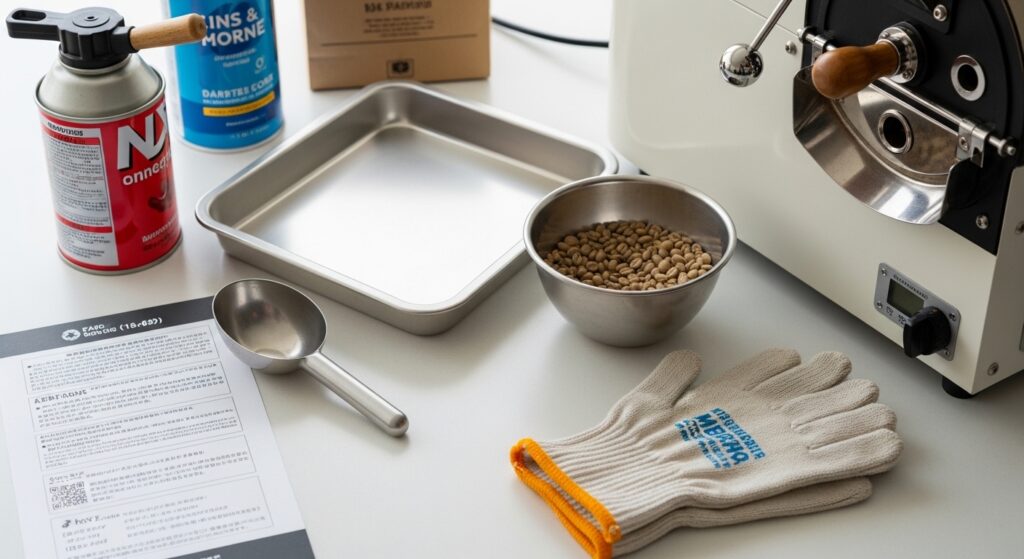 電動コーヒーミルの刃と掃除手順の様子