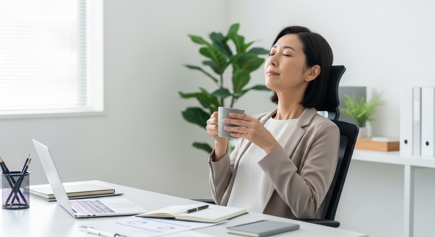 コーヒーを選ぶ日本人女性とギフト