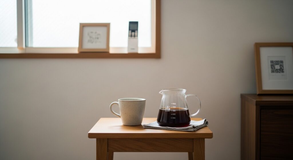 コーヒー粉から微粉を取り除く様子