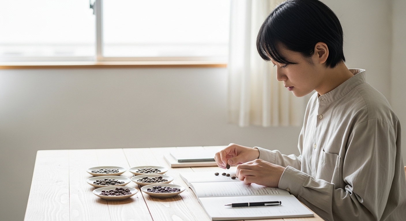 グリーンコーヒーがまずいと感じる理由を知り、自分に合う飲み方を試しながら楽しむ女性のイメージ