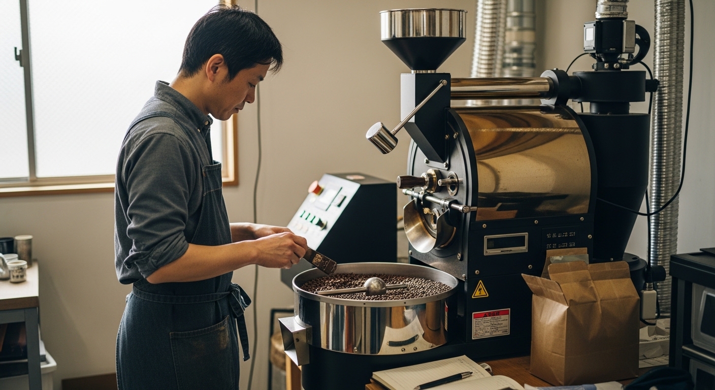 日本人男性がミルの刃を掃除する手順