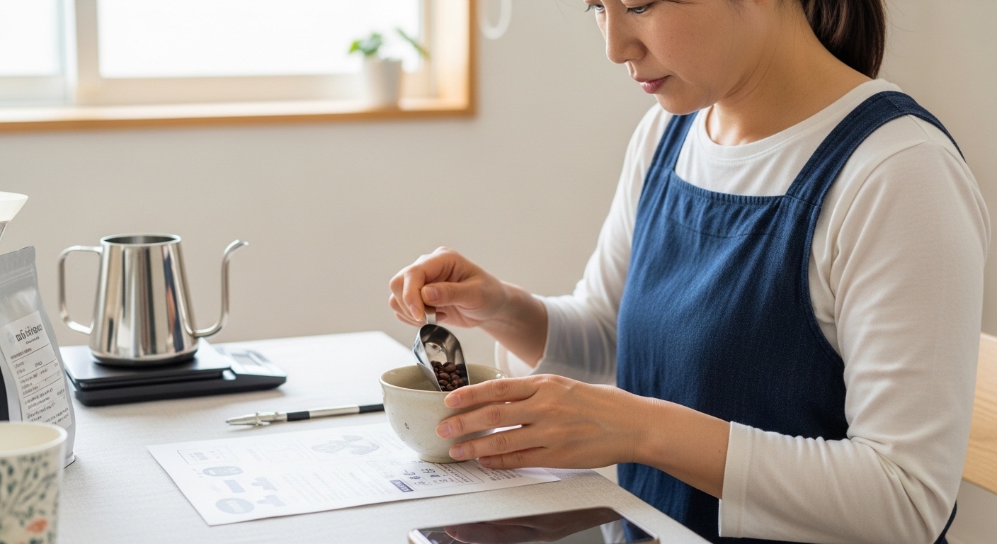 日本人女性がドリップパック準備