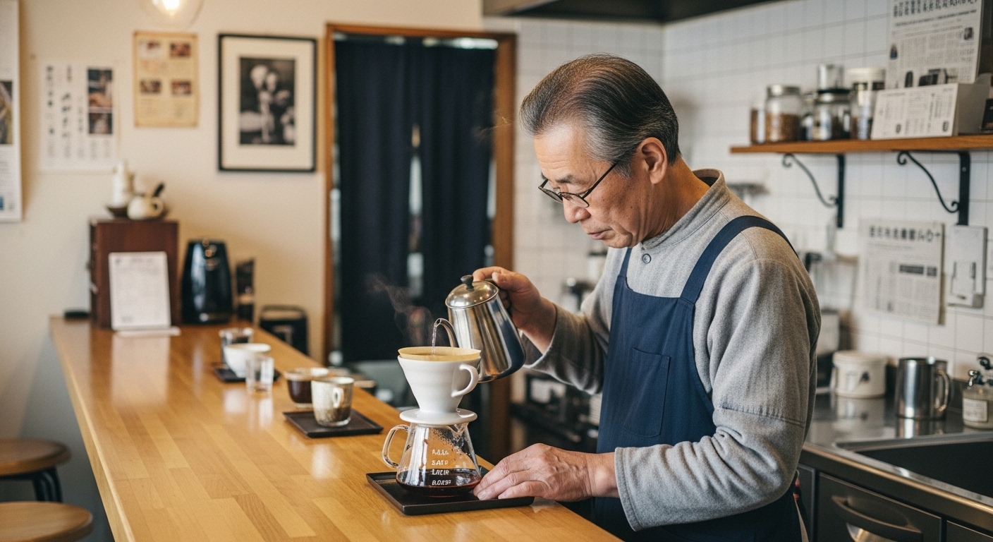 日本人男性が微粉セパレーターを使う様子