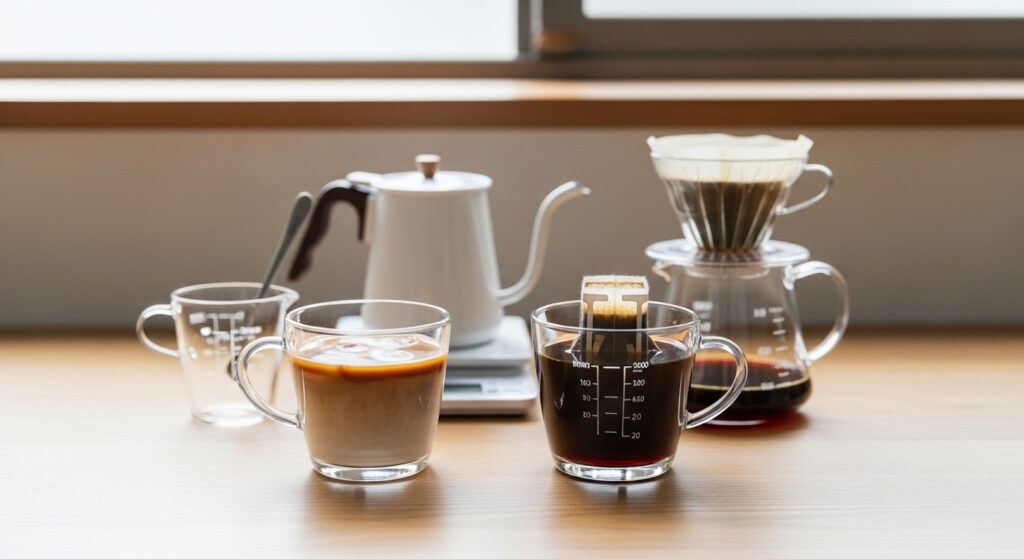 アメリカンコーヒーの抽出方法と湯量の違い