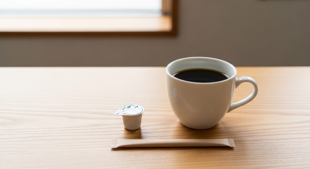 コーヒーに適量のクリープを入れた状態