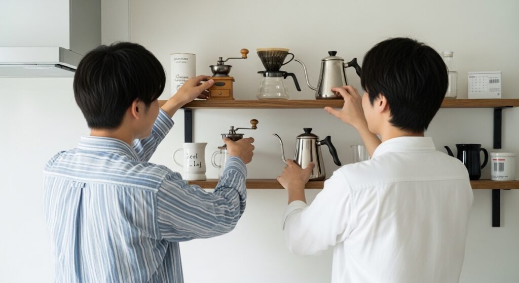 コーヒー豆通販の価格帯を比較しながら、コスパ良く自宅で本格コーヒーを楽しむためのイメージシーン