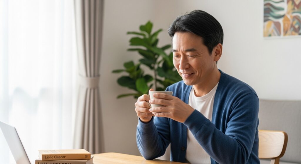コーヒー用の茶こしとドリップ器具を使い、自宅で香り豊かなコーヒーを丁寧に淹れるカフェ風シーン