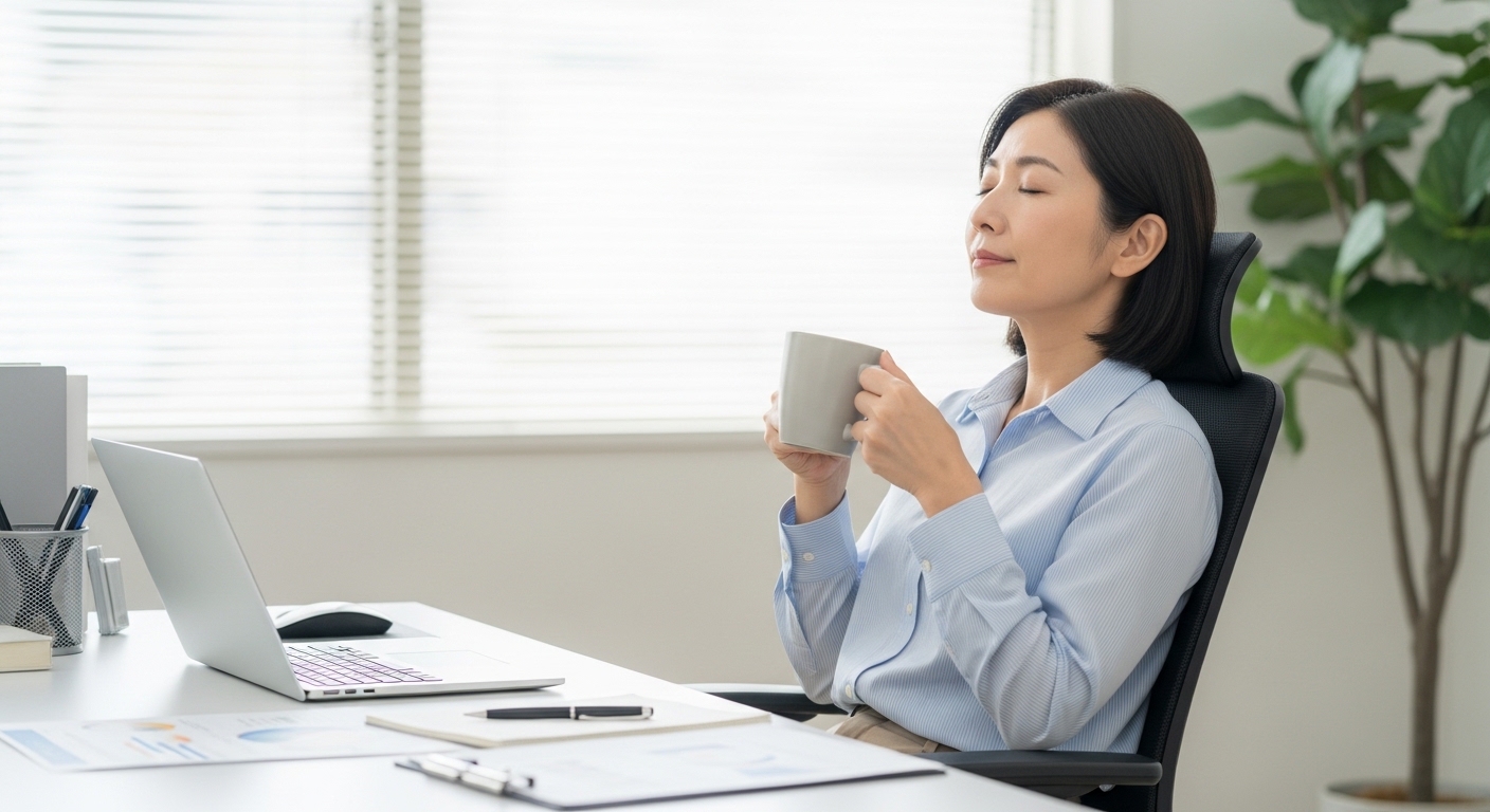 コーヒー飲み比べをする女性が、異なる豆の風味や後味をじっくり比較しながら楽しんでいる様子