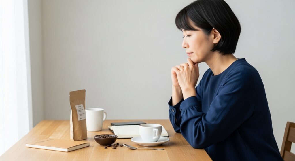 浅煎りコーヒー市販商品の選び方を比較しながらスーパーでは見つけにくい豆を探しているイメージ