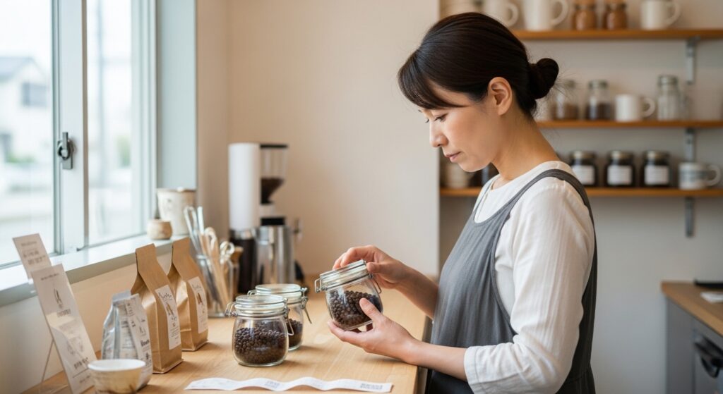 コーヒーシェイクをグラスに注ぎ、クリームや氷を添えてカフェ風に仕上げたひんやりドリンクのイメージ