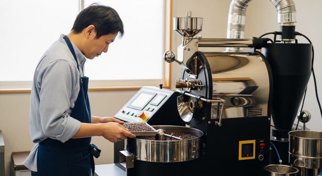 カリタ セラミックミルC-90の特徴や挽き目調整の使い方を解説するコーヒーミルの使用イメージ