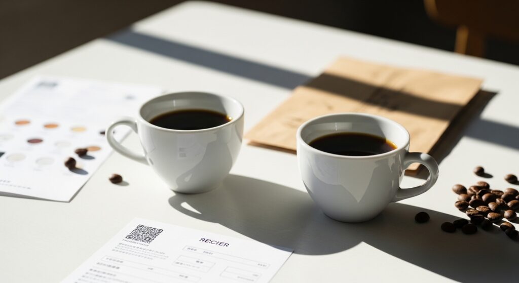 ブルックスコーヒーお試しセットのドリップバッグとコーヒーカップが並ぶ初回限定キャンペーンのイメージ