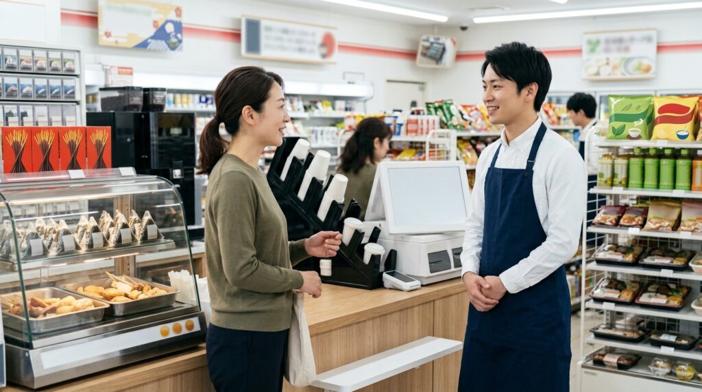 ローソンのカフェインレス|2026年は買える店舗選びが鍵だった 17 ローソンのカフェインレスコーヒーを店頭カウンターで注文する利用シーンを表すイメージ画像