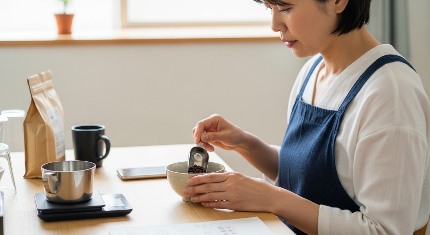 珈琲問屋の豆は本当にまずいのか吟味中の女性のイメージ画像