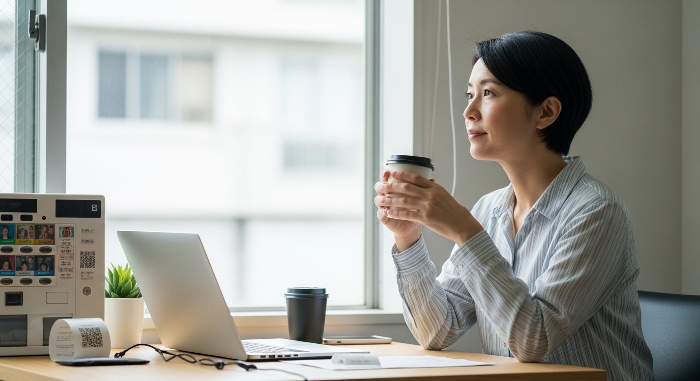 コーヒートニックはスタバにあるのか調べながら、限定ドリンクを楽しむ女性を表すイメージ画像