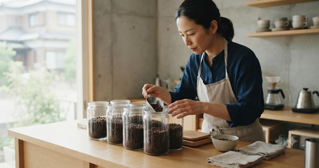 コーヒー豆の鮮度管理を表すイメージ画像