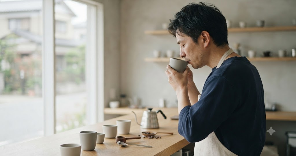 コーヒーテイスティングの様子を表すイメージ画像